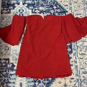 Milly size 4 red off the shoulder mini dress